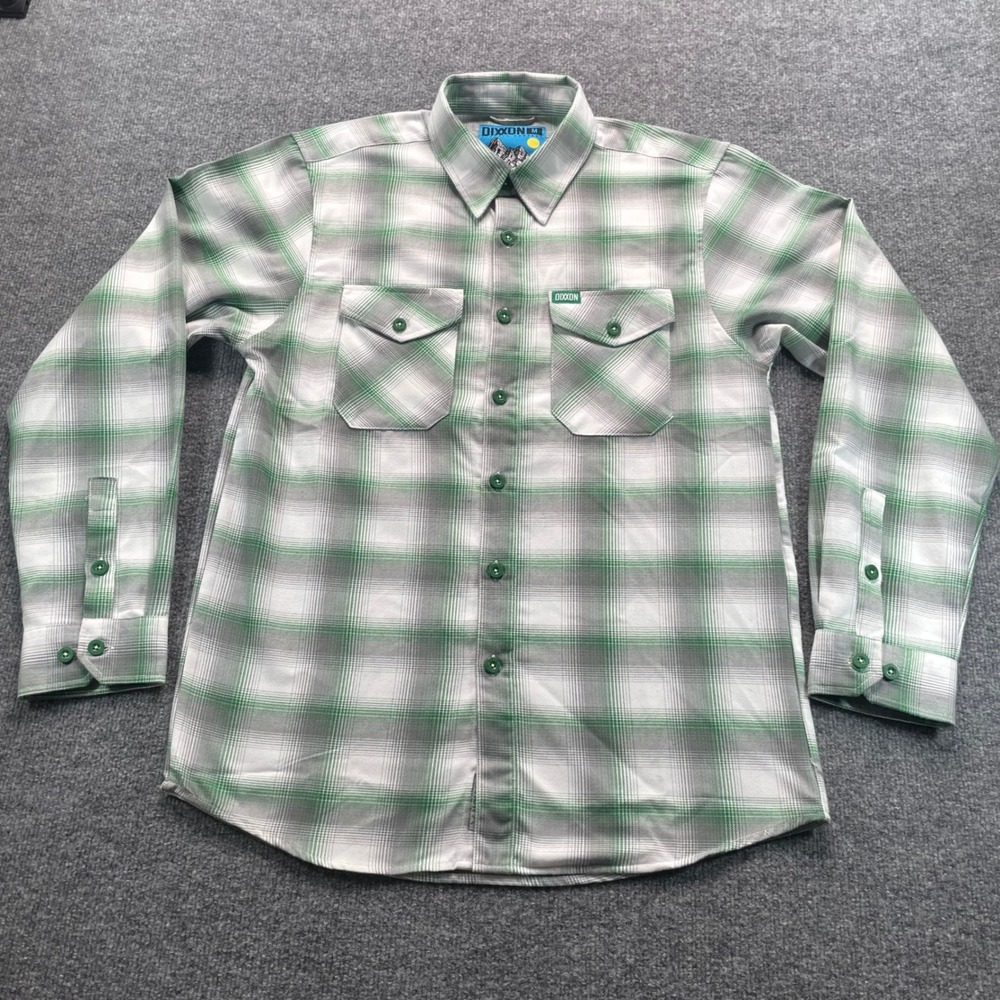 Dixxon Flannel Company The Slopes Shirt Mens M Green White Plaid D-Tech Blouse